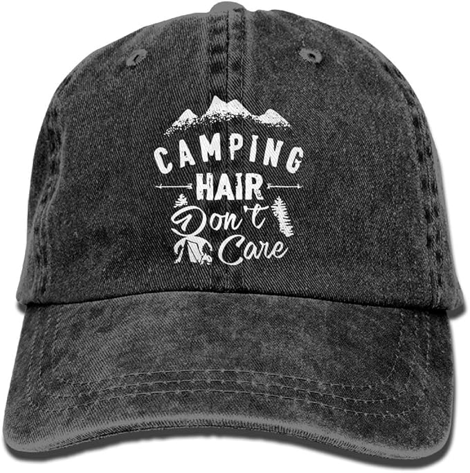 Unisex Camping Hair Don't Care Vintage Adjustable Baseball Cap Denim Dad Hat
