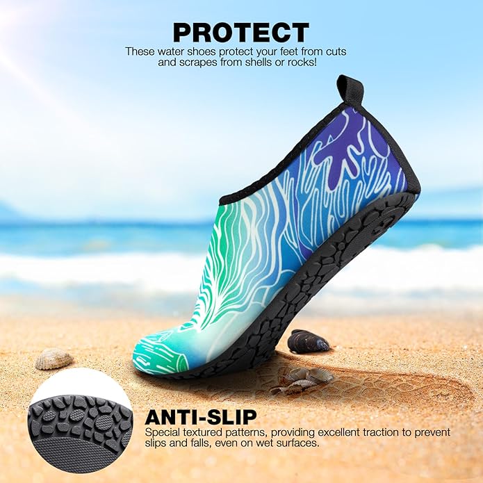 SIMARI Water Shoes Women Men Aqua Socks Beach Barefoot Quick Drying Aqua Aerobics Swim Pool Non Slip Outdoor Travel Essentials Surf River Lake Snorkeling Kayak Yoga Adult Youth