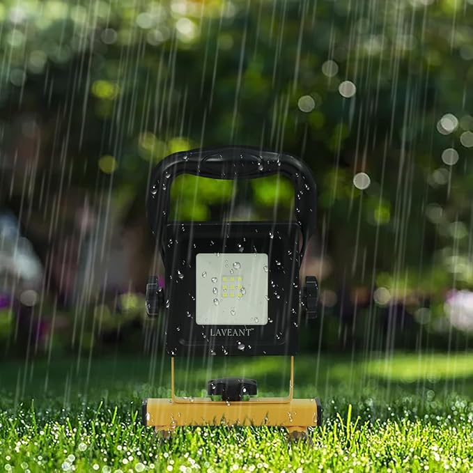 Rechargeable LED Work Lights,10W 2200mAh,600Lumens Portable Tiltable Waterproof Flood Lights with Stand, Men Tools for Outdoor Garage Emergency(10W Black)