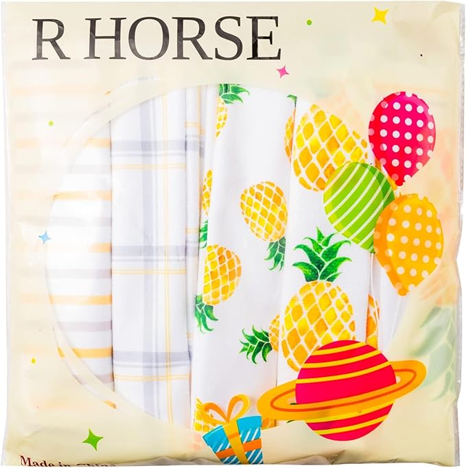 R HORSE 5Pcs Pineapple Kitchen Dish Towel Set Fruit Theme Absorbent Drying Cloth Dish Tea Towels Fingertip Bar Hand Dishcloths Holiday Spring Summer Decor for Bathroom Kitchen Home Supplies