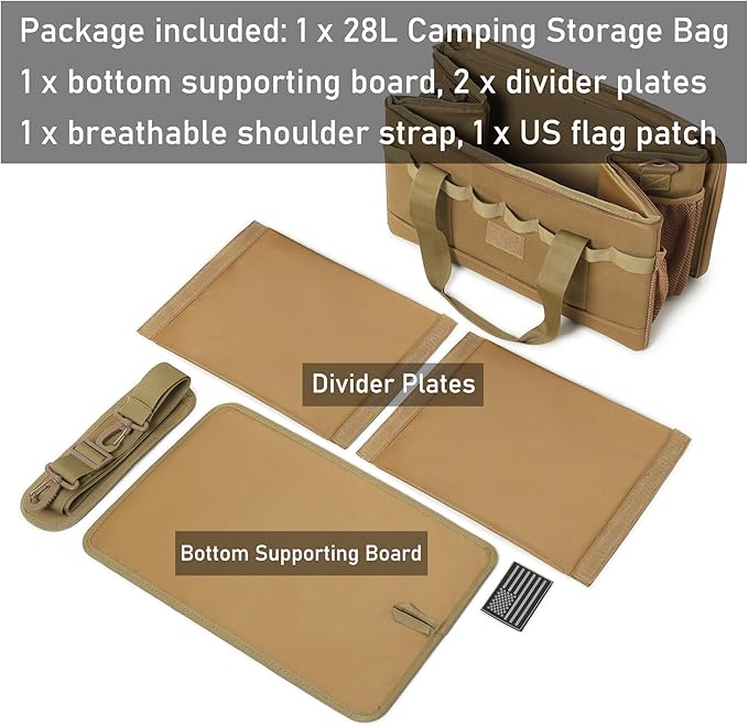 Tactical Camping Storage Bag 28L Tactical Utility Tote Bag Camping Cookware Organizer Trunk Organizer