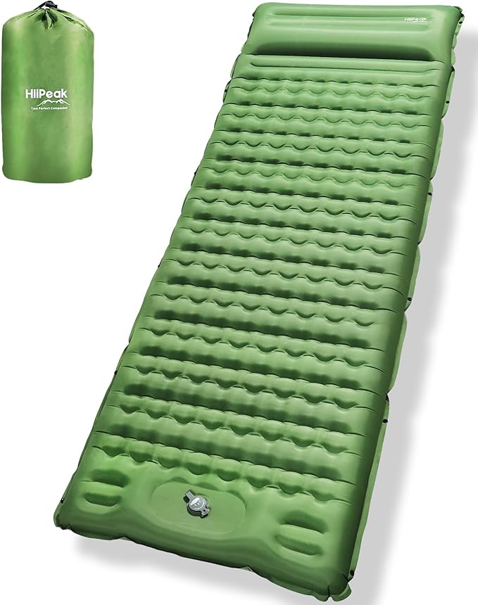 HiiPeak Sleeping Pad for Camping- Ultralight Inflatable Sleeping Mat with Built-in Foot Pump, Upgraded Durable Compact Camping Air Mattress for Tent, Backpacking, Hiking