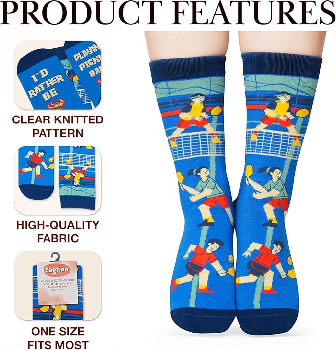 ZAGKOO Funny Sports Socks for Men, Women - Biking, Hiking, Skiing, Basketball, Pickleball, Disc Golf Socks - Christmas Gifts