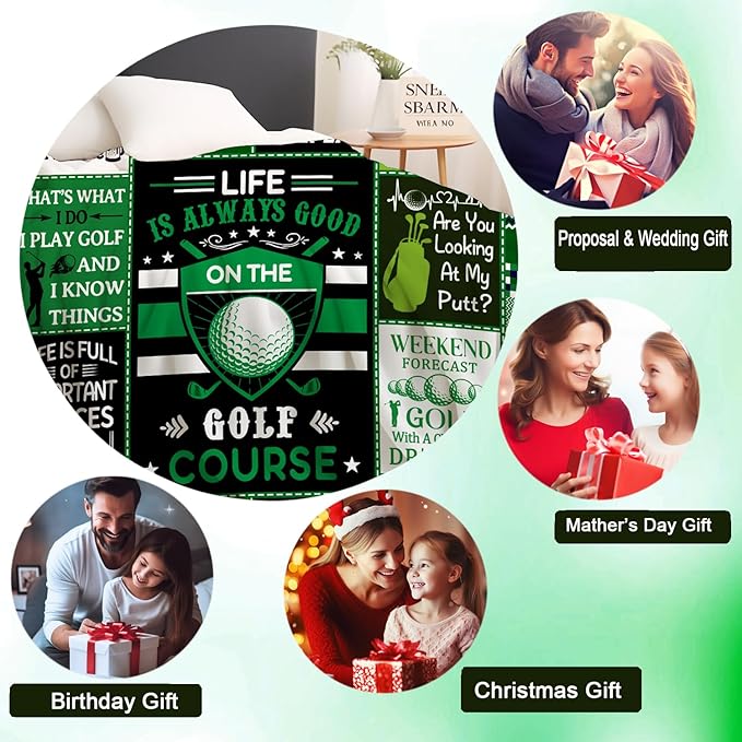 Unique Golf Blanket Gifts for Men,Funny Golf Accessories Golfer Throw Blanket Cool Golfing Gifts Idea for Golfers Men Women Adults Boys 80"X60"