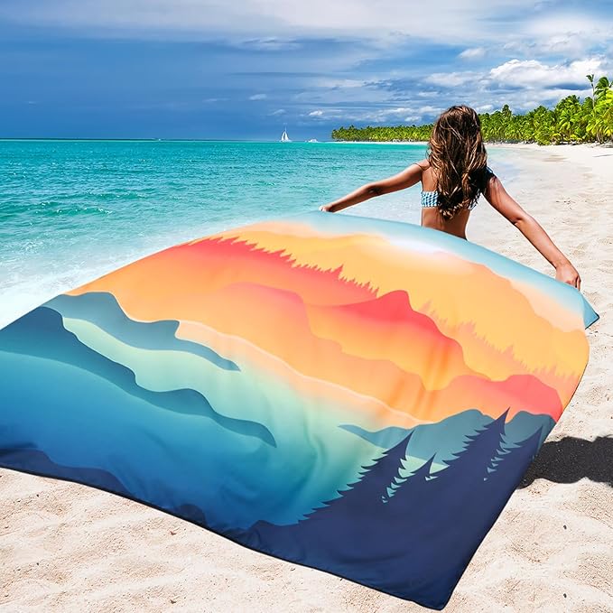 WIWIGO Beach Blanket Waterproof Sandproof Beach Mat 79" X 83"/10'x9'for 2-8 Adults Quick Drying Outdoor Picnic Mat Beach Accessories for Travel, Camping, Hiking