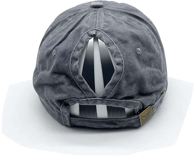 Waldeal Women's Embroidered Adjustable Ponytail Hat Low Profie Washed Baseball Cap