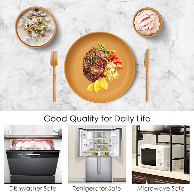 66 Pcs Dinnerware Sets, Unbreakable Plates and Bowls Sets, Reusable Dinnerware Sets for 6 People, Travel Camping Picnic Home Party Cutlery Set, Dishwasher Microwave Safe Dishes