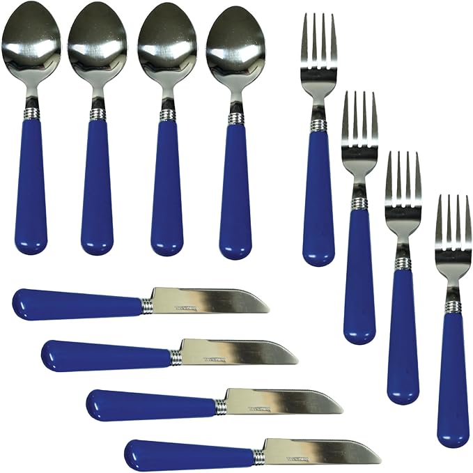 Stansport Deluxe 24-Piece Enamel Tableware Set - Enamel Plates and Bowls Lightweight and Durable Camp Dish Set for Camping and Backpacking Plates and Bowls for 4 People