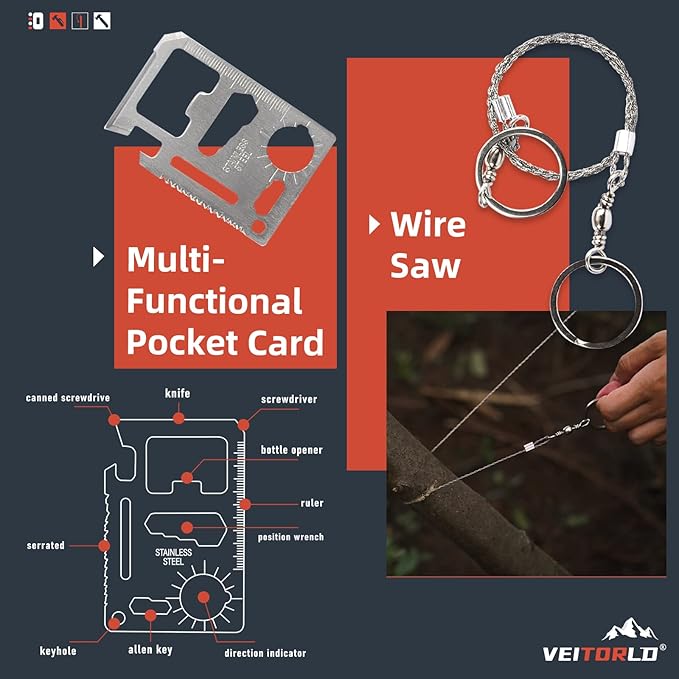 VEITORLD Gifts for Men Dad Husband Him Fathers Day, Survival Gear and Equipment 12 in 1, Survival Kits, Cool Unique Fishing Hunting Anniversary Birthday Gifts for Him Teen Boy Boyfriend Women