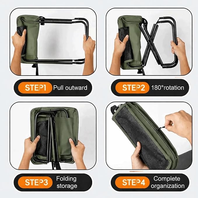 Foldable Stool with Carrying Bag,Compact Folding Chair with Shoulder Strap, Lightweight Outdoor Seat for Fishing, Camping, Hiking, Garden, Beach, Sports Games, Festivals (Green)