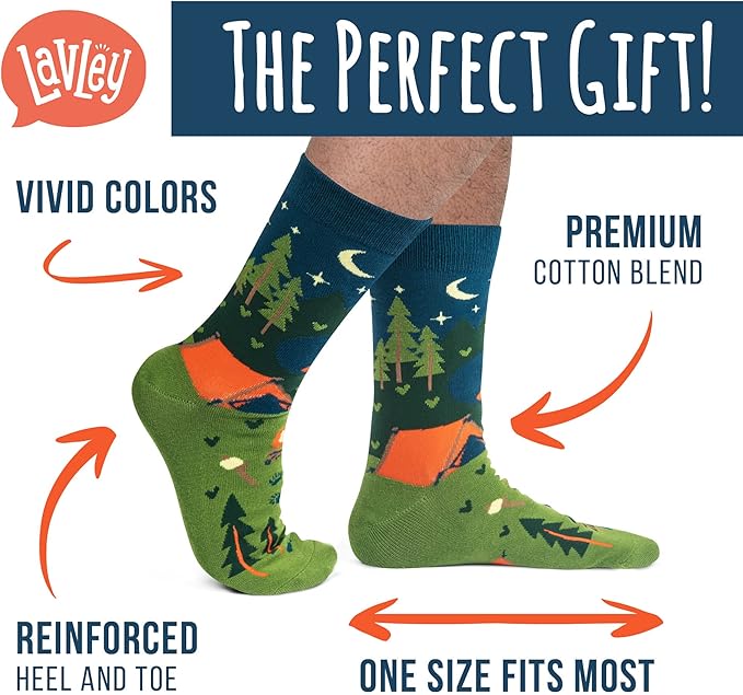 Lavley Outdoors Socks - Hiking and camping gifts for men and women - Great for nature lovers - Holiday or birthday gift