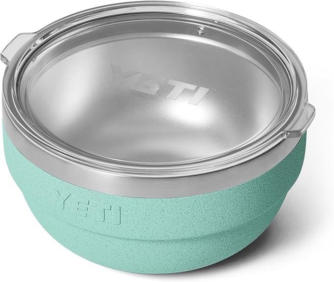 YETI Rambler Bowls, Vacuum Insulated, Stackable and Nestable Stainless Steel Bowl with Lid, 1 Quart, Sea Stone