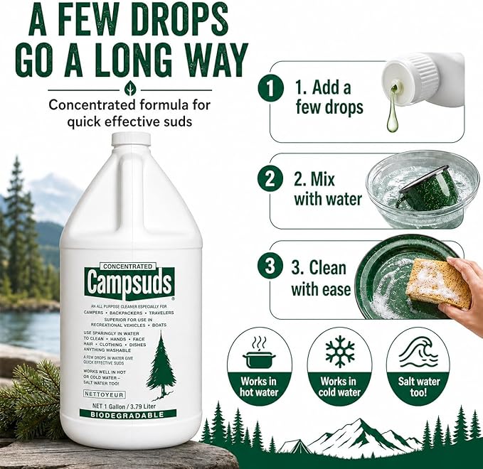 Sierra Dawn Outdoor Soap - Premium Biodegradable Camping & Backpacking Essential - All-Purpose Natural Soap for Dishes, Clothes & Personal Care