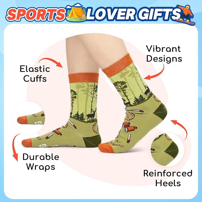 HAPPYPOP Sports Gifts for Men Women - Gifts for Camper Lifter, Hunting Golfing Socks