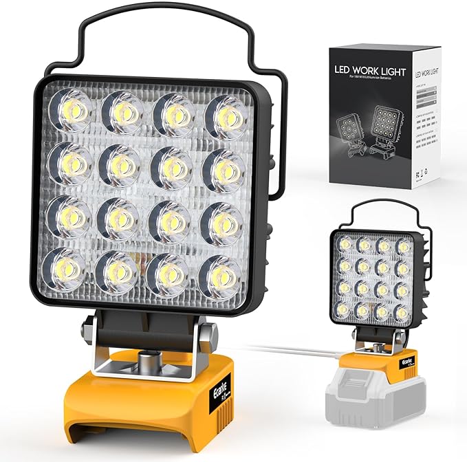 Ecarke 20V Cordless LED Work Light Compatible with DeWALT Batteries: 112W 11200LM Flashlight with Low Voltage Protection, 20V Tools Flood Light for Job Site, Construction Camping, Battery Not Included