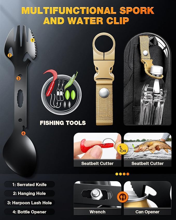 Gifts for Men-Christmas | 21-in-1 Survival Gear & Camping Accessories | Fishing & Hunting Equipment | Unique Birthday Gift for Husband, Dad | Stocking Stuffers & White Elephant Party Gifts