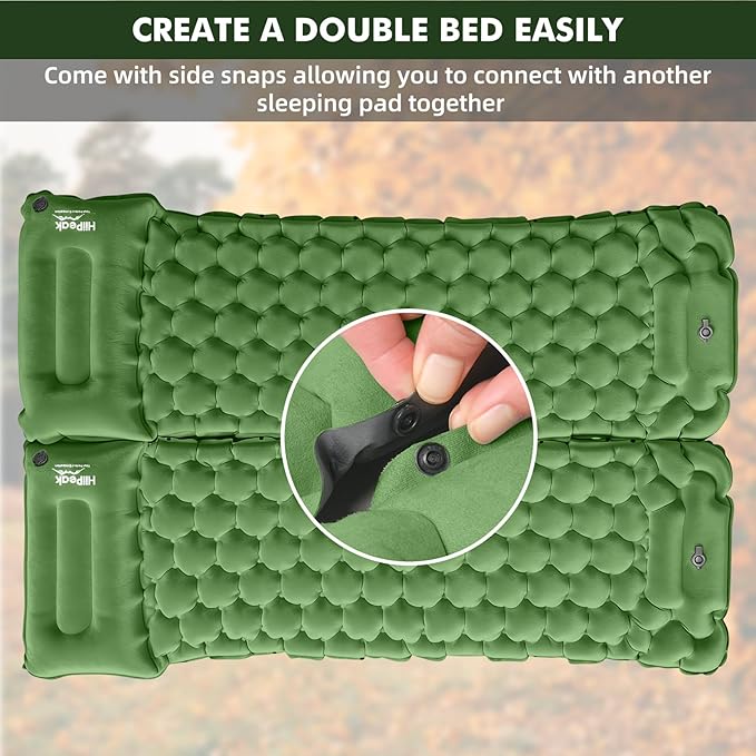 HiiPeak Camping Sleeping Pad, Suede Top Camping Mat with Pillow, Built-in Foot Pump Inflatable Sleeping Pads Compact for Camping Backpacking Hiking Traveling Tent