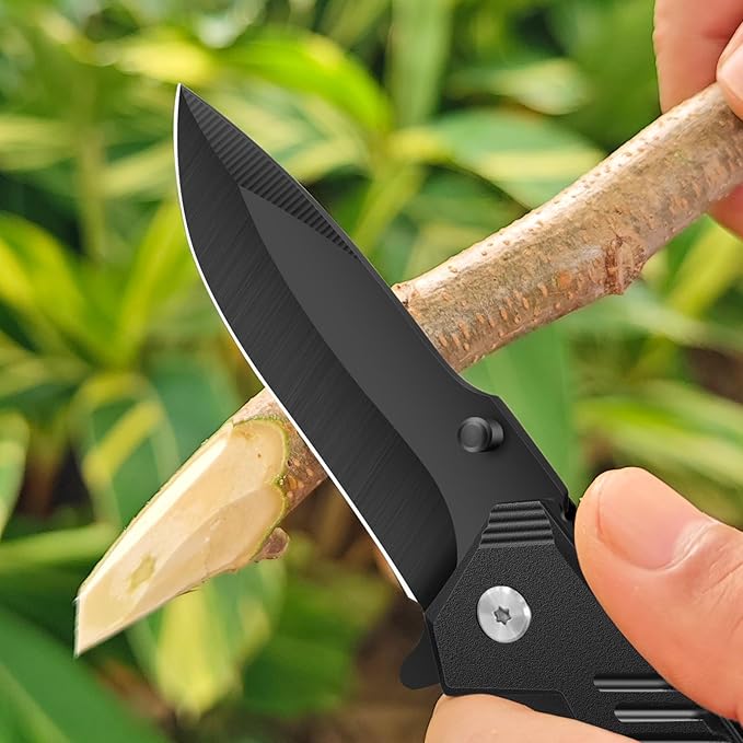 6-Pack Bulk Pocket Knives – Assisted Opening Flipper, Liner Lock, EDC Gift for Men, Laser Engraving Ready, Camping & Work Tool for Mechanics/Drivers (6 Knives)