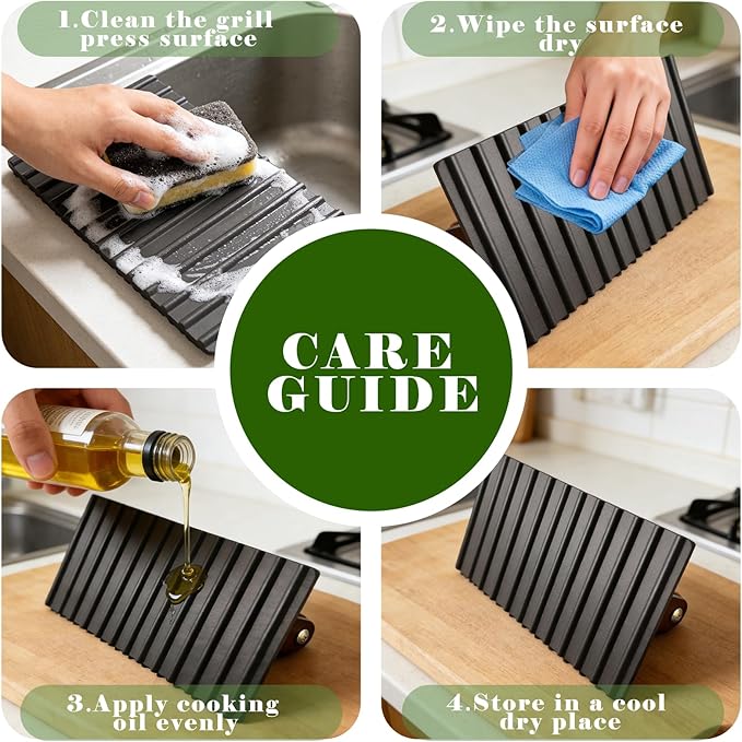 2Pack 2.1lb Steak Weight & Burger Press, Grid Base, 7"X4" Rectangle Heavy Duty Cast Iron Grill Press with Wood Handle for Blackstone, Chef, Camp, Panini, Vegetable, Bacon, Sandwich, BBQ
