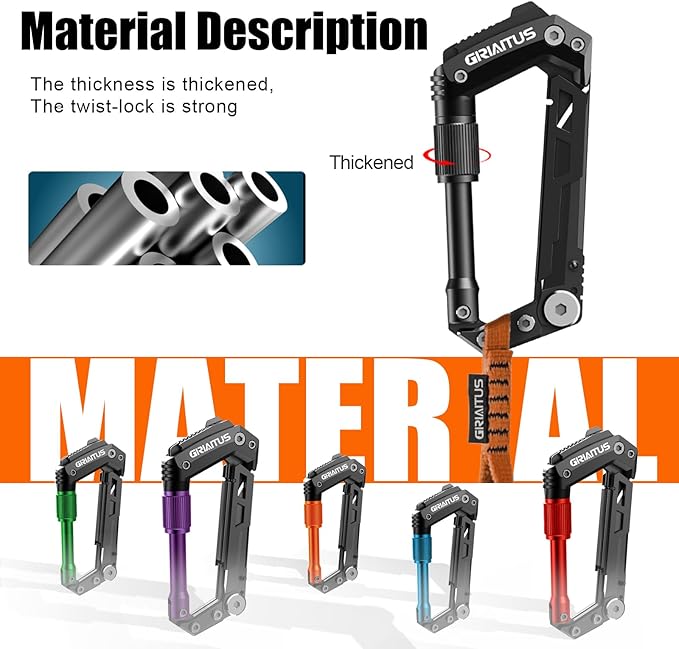 Carabiner Multitool 8-in-1 EDC Carabiners Pocket Knife, Serrated Knife, Rope Cutter, Screwdriver, Can Bottle Opener, Ruler, Survival Gear for Camping Climbing Hiking, Gifts for Men (Black)
