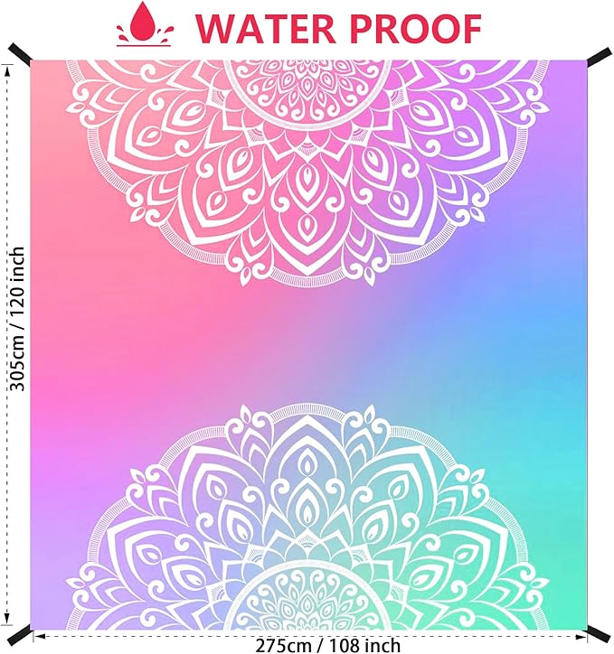 WIWIGO Beach Blanket Waterproof Sandproof Beach Mat 79" X 83"/10'x9'for 2-8 Adults Quick Drying Outdoor Picnic Mat Beach Accessories for Travel, Camping, Hiking