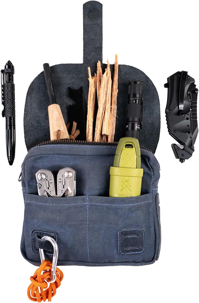 Hide & Drink, Survival Camping Pouch, Belt Loop, Rustic and Handy Tool Bag, Weather Resistant Outdoor Accessories, Traveling Essentials, Waxed Canvas, Handmade