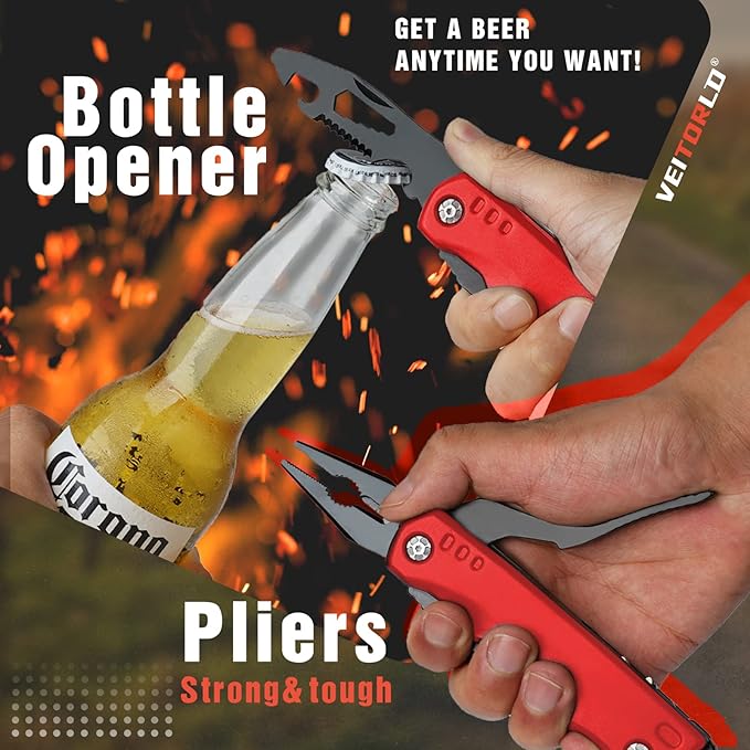 VEITORLD Gifts for Men Women Fathers Day, Anniversary Birthday Gifts Ideas for Dad Grandpa Him, All in One Tools Hammer Multitool, Camping Accessories Survival Gear, Unique Fishing Hunting Tools Gifts