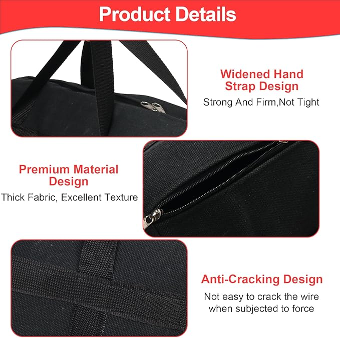 24" Grill Tool Storage Bag, Canvas, Black, Unisex, Classic Style, 60x24x24 cm/24 * 9.4 * 9.4 inches, Zipper Closure, Hand Strap, Perfect for Outdoor Grilling, Camping, Hiking