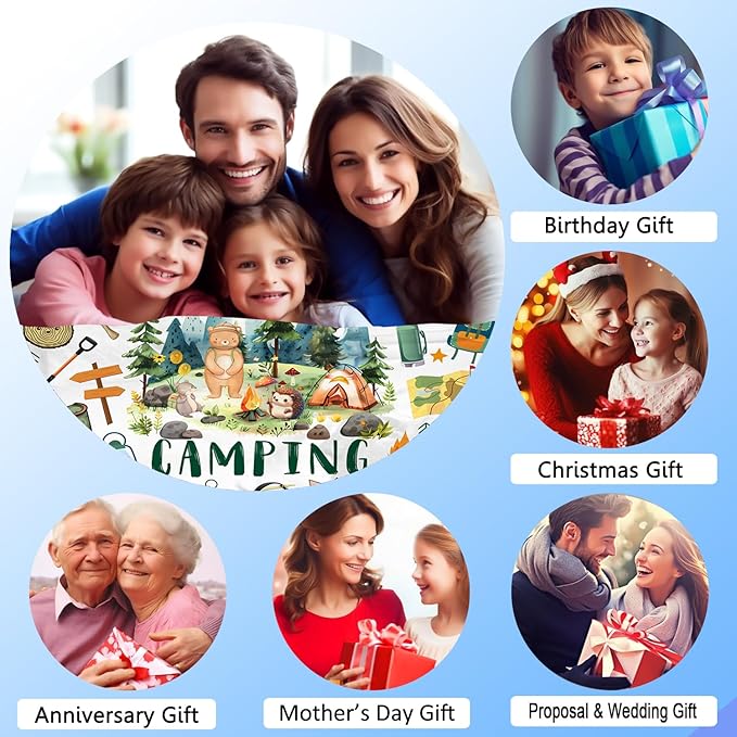 Camping Gifts for Women Stuff Cool Camping Essentials Accessories Blanket Throw Camper Plush Bedding Merch Blanket for Women Men Camper Birthday Party Decorations Room Decor 50"X40"