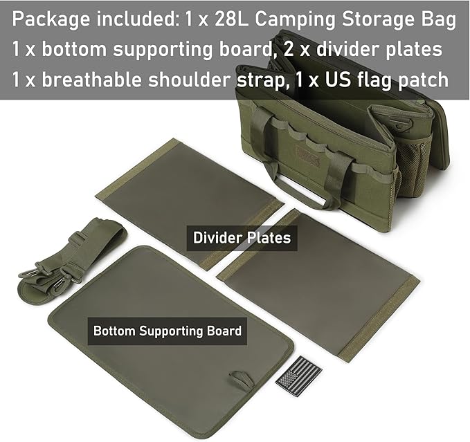 Tactical Camping Storage Bag 28L Tactical Utility Tote Bag Camping Cookware Organizer Trunk Organizer