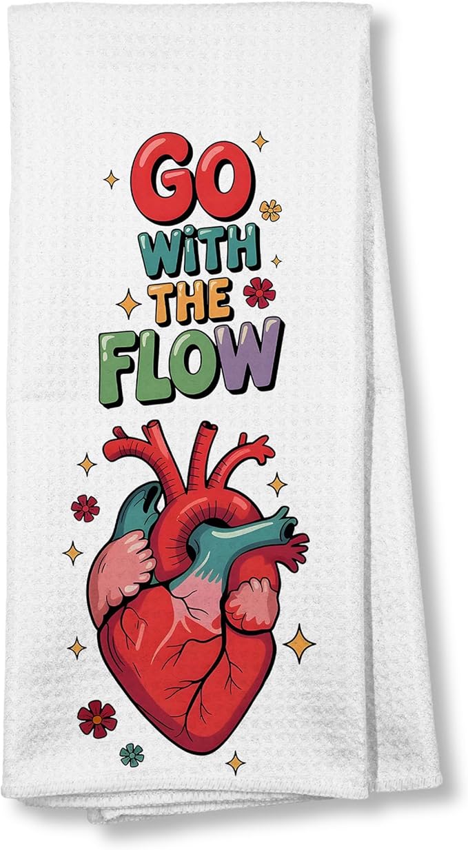 Retro Comfort Go with The Flow Boho Towels 16x24,Nurse Appreciation Gifts，Cardiac Nursing Gifts，CVICU Nurse Gift