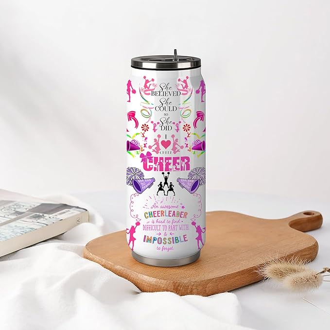 Cheerleader Tumbler Cup,Cheer Gifts For Girls Women,Cheerleading Mug,Cheerleading Gift for Girls Teen Birthday for Cheer Coach Friend Besties Stainless Steel Tumblers 17oz