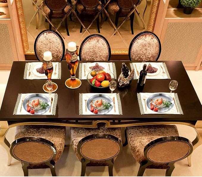 Stainless Steel Plates 2 Set Metal Dinner Dishes 9 Inch Unbreakable Dinner Plates Great for Snack,Nut,cake Picnic, Outdoor Camping Plate - Shatterproof Dishwasher Safe