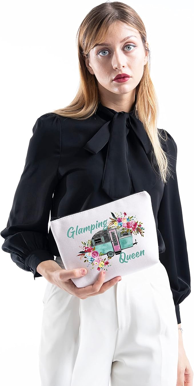TSOTMO Glamping Gift for Women Clamping Queen Nature Lover Zipper Pouch Makeup Bag (Glamping Queen)