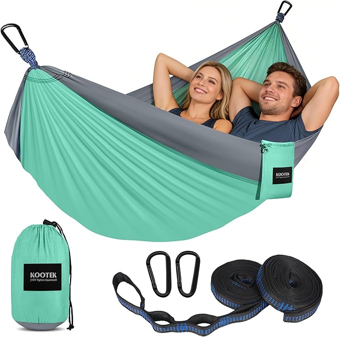 Kootek Camping Hammock, Portable Hammocks with Tree Straps & Attached Carry Bag, Camping Essentials Gear, Perfect for Outside Indoor Hiking Beach Backpack Travel
