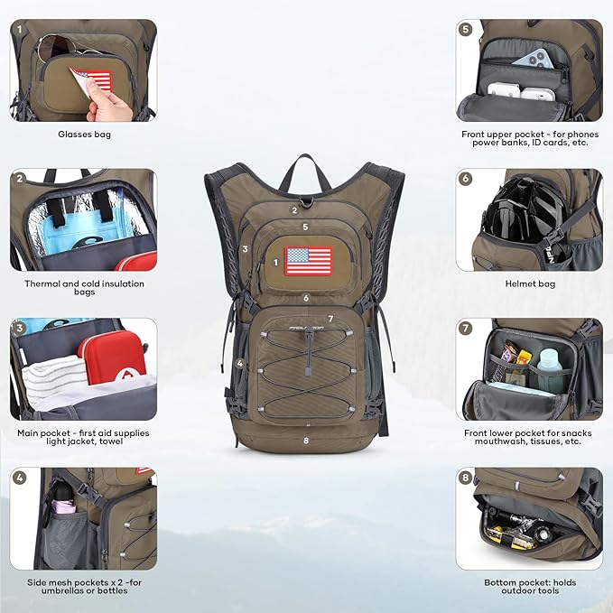 Maelstrom Hydration Hiking Backpack with 2L/3L Water Bladder, High Flow Bite Valve Water Backpack for Men Women Lightweight Insulation for Hiking, Cycling, Running, Climbing, Camping