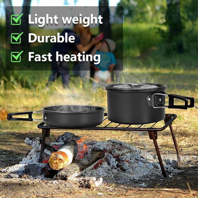 aiGear Camping Cooking Set Cookware Mess Kit with Storage Bag Pot Pan Set Camping Accessories for Outdoor Camping Hiking Picnic Portable and Lightweight Aluminum