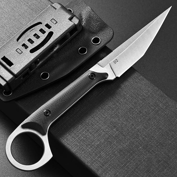 Ccanku C1140 Fixed Blade Knife, D2 Blade G10 Handle Claw Knife for Outdoor,EDC Tool, Survival, Hiking, Camping(Silver)