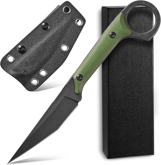 Ccanku C1140 Fixed Blade Knife,D2 Blade G10 Handle Claw Knife for Outdoor, EDC Tool, Survival, Hiking, Camping (Army Green)