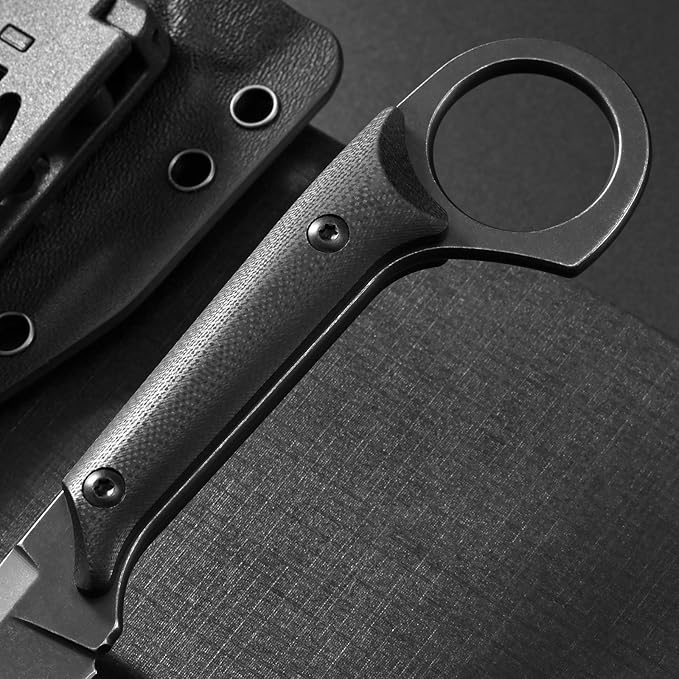 Ccanku C1140 Fixed Blade Knife, D2 Blade G10 Handle Claw Knife for Outdoor, EDC Tool, Survival, Hiking, Camping (Black)