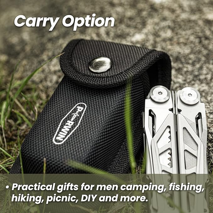 PERWIN Multitool, 17-in-1 Stainless Steel Multi Tool Pliers with Self-Locking, Pocket Knife, Nylon Sheath, Professional (EDC) Multi-Tool for Survival, Camping and Hunting, Hiking, Gifts for Men