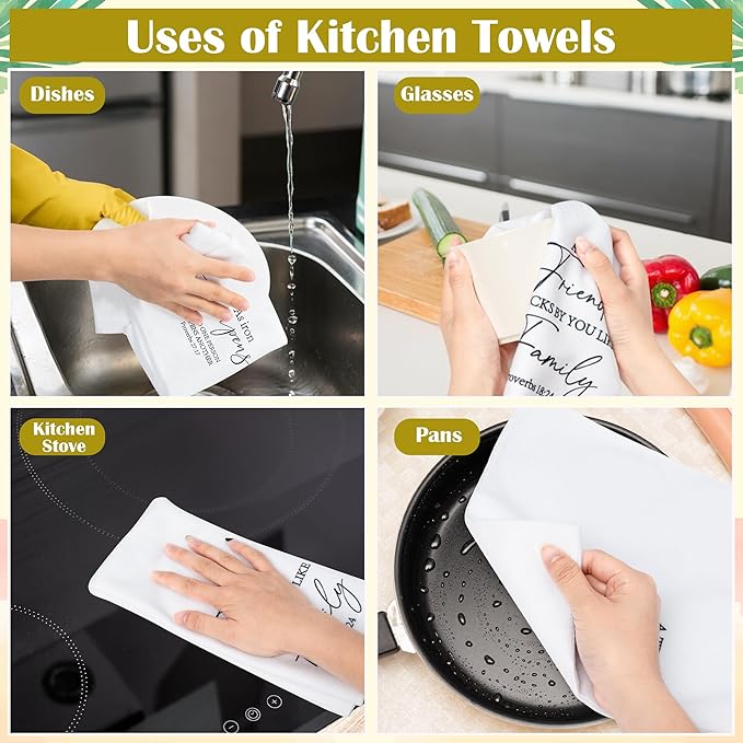 R HORSE Christian Friendship Kitchen Dish Towels - 5Pcs Bible Verse Friendship Kitchen Hand Towels, Absorbent Cleaning Dishcloths Home Bathroom Decor for Friends Hostess Housewarming Religious Gifts