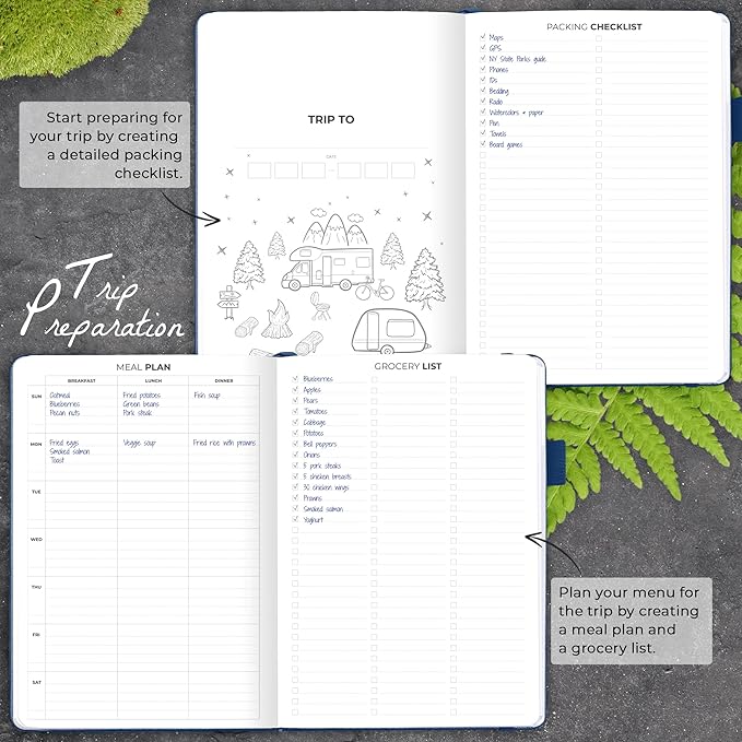 Clever Fox Camping Journal – Camper Log Book & RV Trip Planner – Outdoor Camp Journal & Adventure Travel Notebook for 12 Trips, A5 (Mystic Blue)