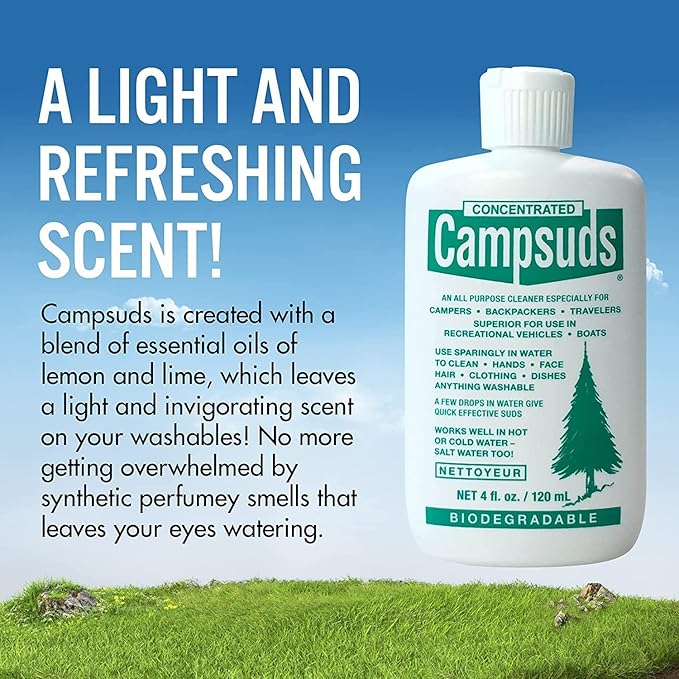 Sierra Dawn Classic Campsuds Biodegradable Camping Soap - The Original Camp Dish Soap, Shampoo, Body Wash - Wilderness Wash for Backpacking & Travel, 4 Fl Oz