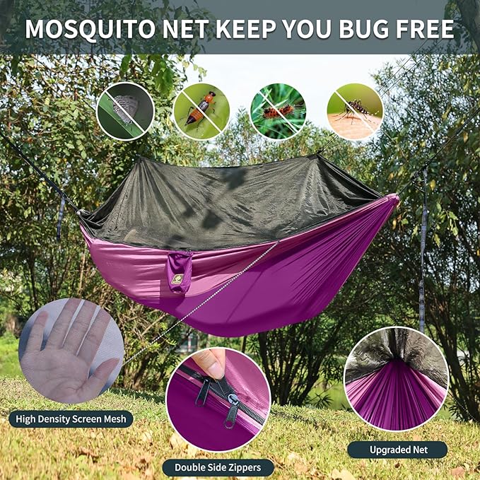 Hammock for Kids, Camping Hammock with Mosquito Net, Lightweight Nylon Portable Hammock with 10ft Tree Straps,Children Hammocks for Travel Hiking Backpacking Beach Patio