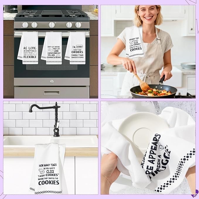 R HORSE Funny Saying Kitchen Dish Towels - 5Pcs Adult Sarcasm Cleaning Dishcloth Humor Sarcasm Word Absorbent Bar Quick Dry Hand Towel Tea Towels Birthday for Women Men Housewarming Decor