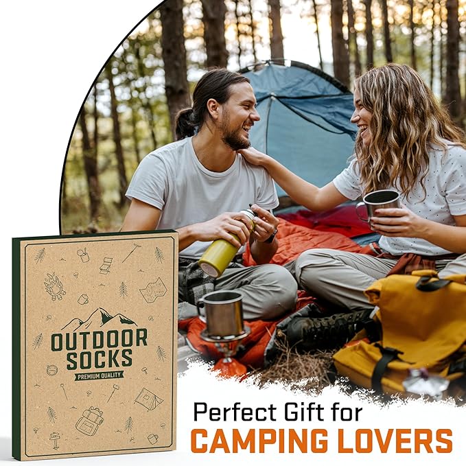 Outdoors Socks - Funny Hiking and Camping Gifts for Men, Women - Hiking, Camping Accessories, Stocking Stuffers