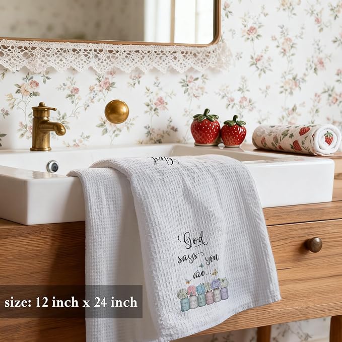 Christian Kitchen Towels 16x24,God says You are Religious Bible Scripture Inspirational Kitchen Bathroom Towels，Christian Housewarming Gifts，Inspirational Gifts for Women
