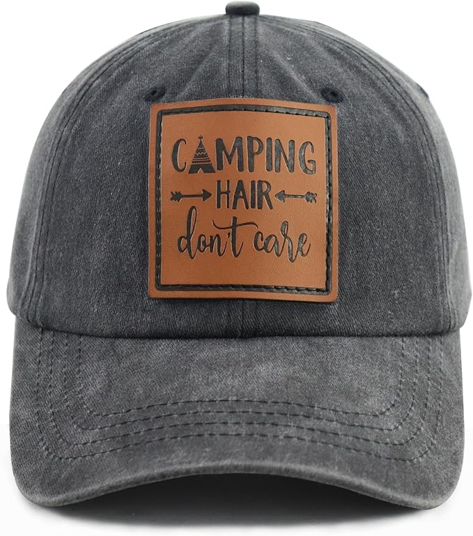 Unisex Camping Hair Don't Care Vintage Adjustable Baseball Cap Denim Dad Hat
