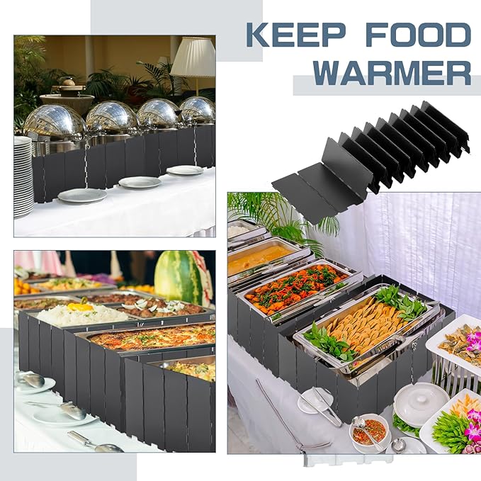 MorningRo 1 Pcs 20 Plate Chafing Dish Wind Stove Camping Guard 67 x 7.8'' Stainless Steel Wind Cover Folding Outdoor Windscreen with Drawstring Bag for Camp Picnic Burner Guard (Black)